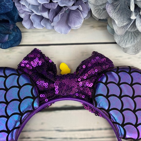 Minnie Mouse Ariel Little Mermaid Headband & Bow - Picture 13 of 16